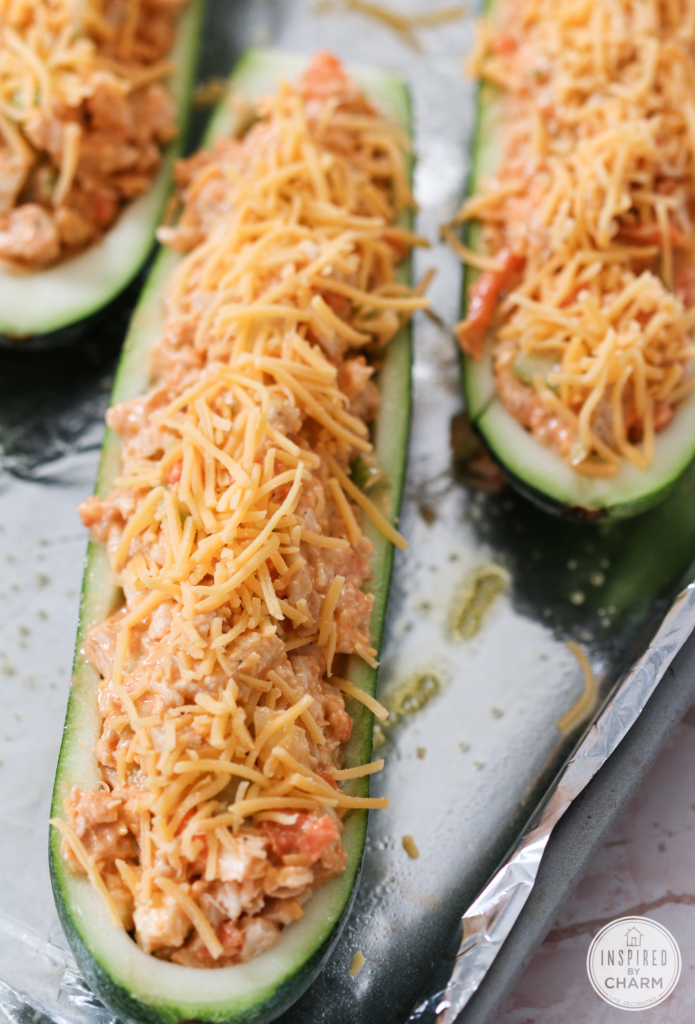 Buffalo Chicken Zucchini Boats | Inspired by Charm