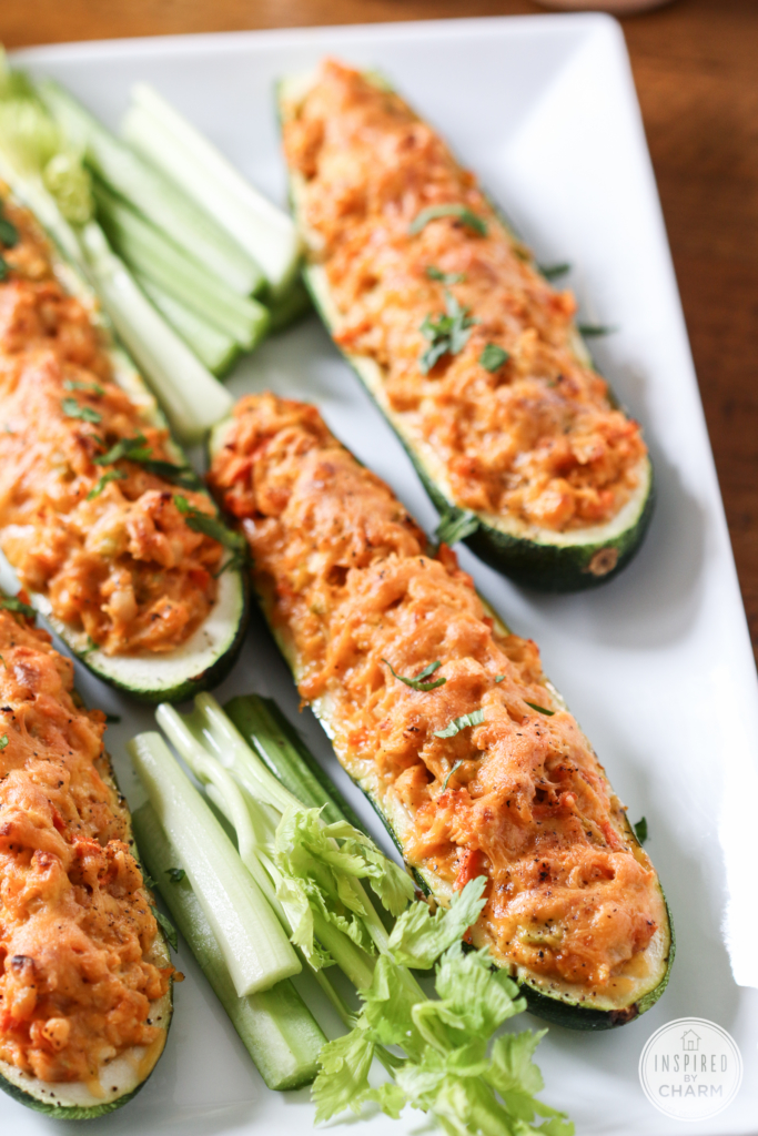 Buffalo Chicken Zucchini Boats | Inspired by Charm