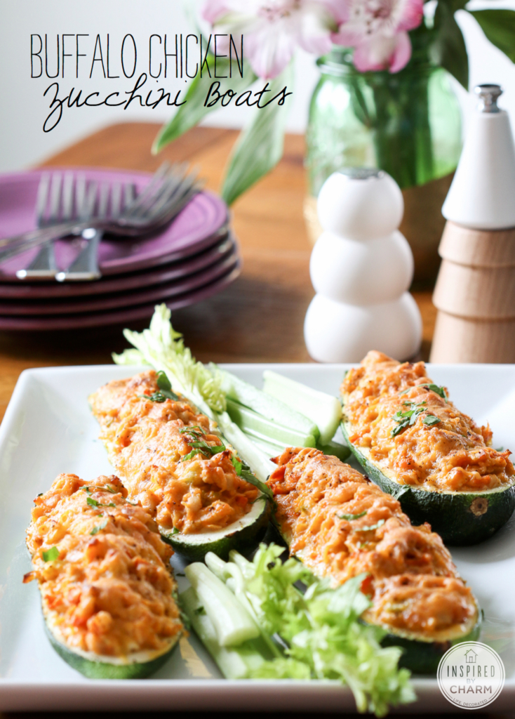 Buffalo Chicken Zucchini Boats | Inspired by Charm