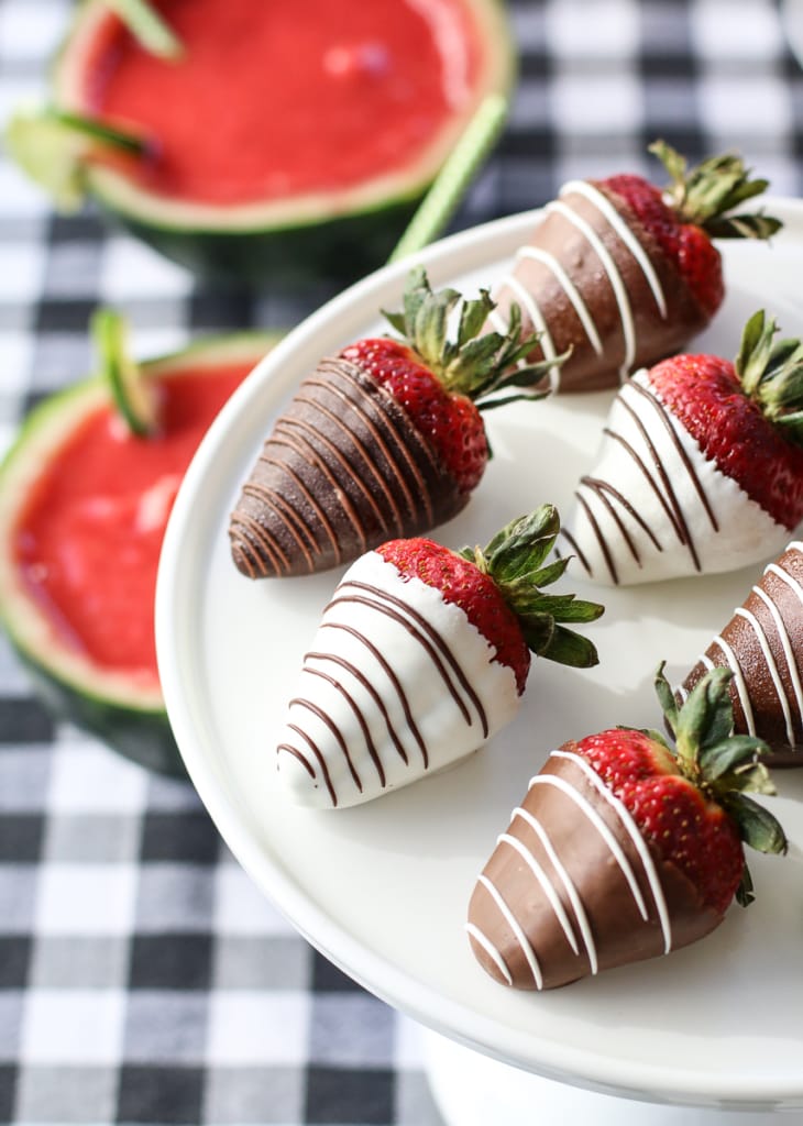 Strawberry Watermelon Margaritas paired with Shari's Berries Drizzled Strawberries | Inspired by Charm